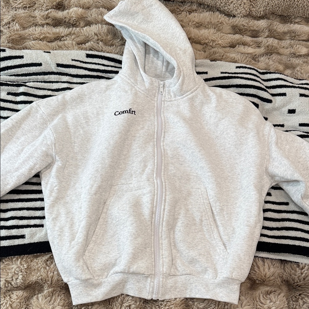 COMFRT Light Gray Zip-Up Hoodie XXS